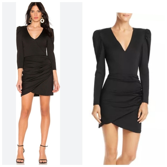 Alice + Olivia Judy Ruched Puff-Sleeve Dress Size 4 - Picture 4 of 8